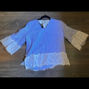 Blue and white blouse